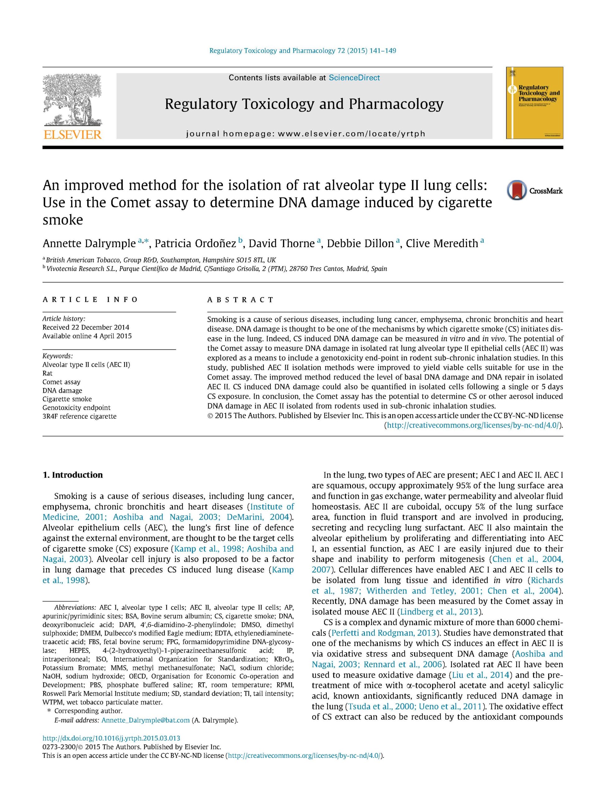 Regulatory Toxicology and Pharmacology
