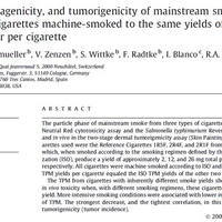 Cytotoxicity, mutagenicity, and tumorigenicity of mainstream smoke from three reference cigarettes machine-smoked to the same yields of total particulate matter per cigarette